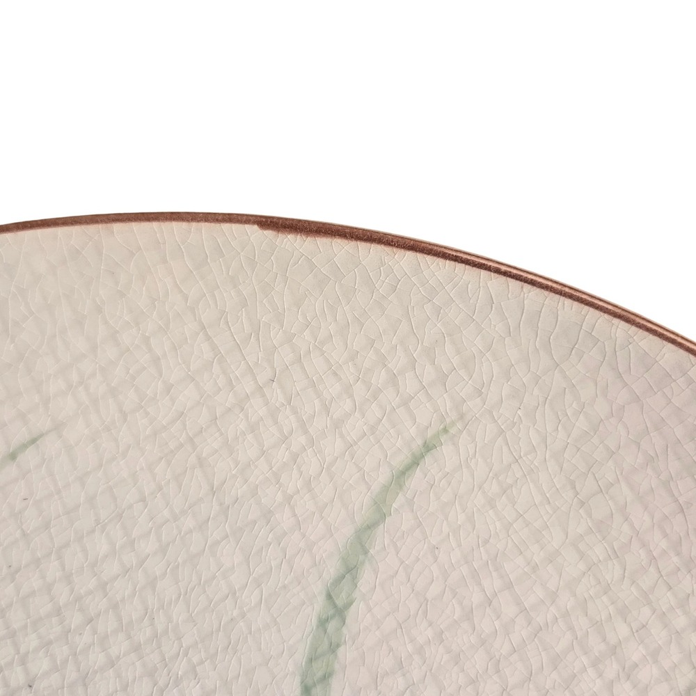 Ono Japan Ceramic Plate Blue Iris Floral Hand Painted Crackle Glaze Vtg 12.25" - Picture 4 of 9
